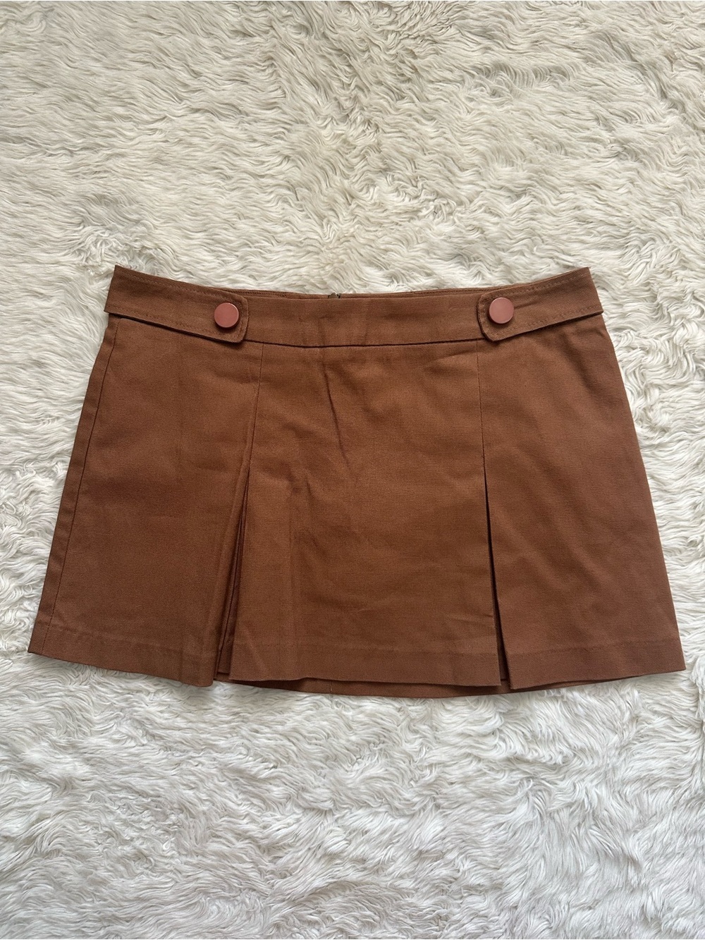Vintage Forever 21 Y2K Mini Skirt Pleated 2000s Preppy Made In USA Brown Sz M